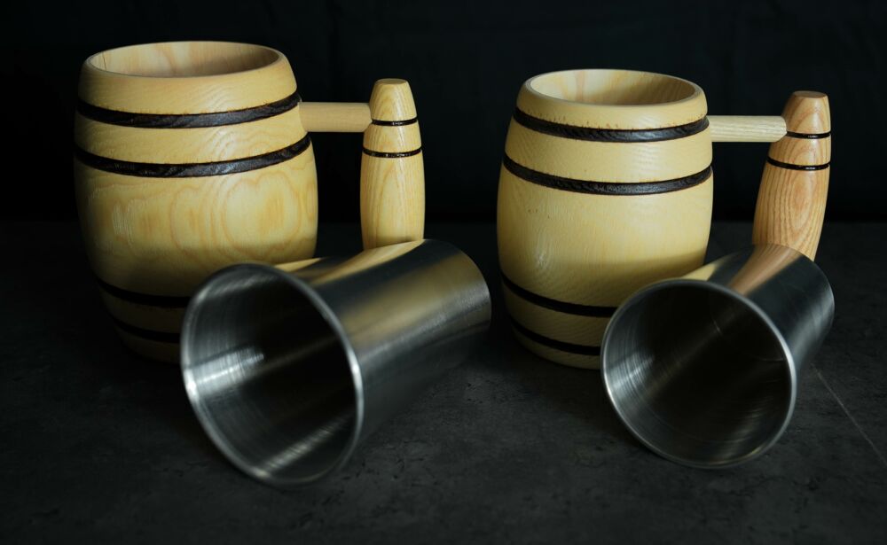 Chope bière en bois - Fabrication artisanale